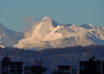 December: The Kamnik-Savinja Alps from my parents' front door in Bežigrad, Ljubljana, Slovenia.